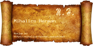 Mihalics Herman névjegykártya